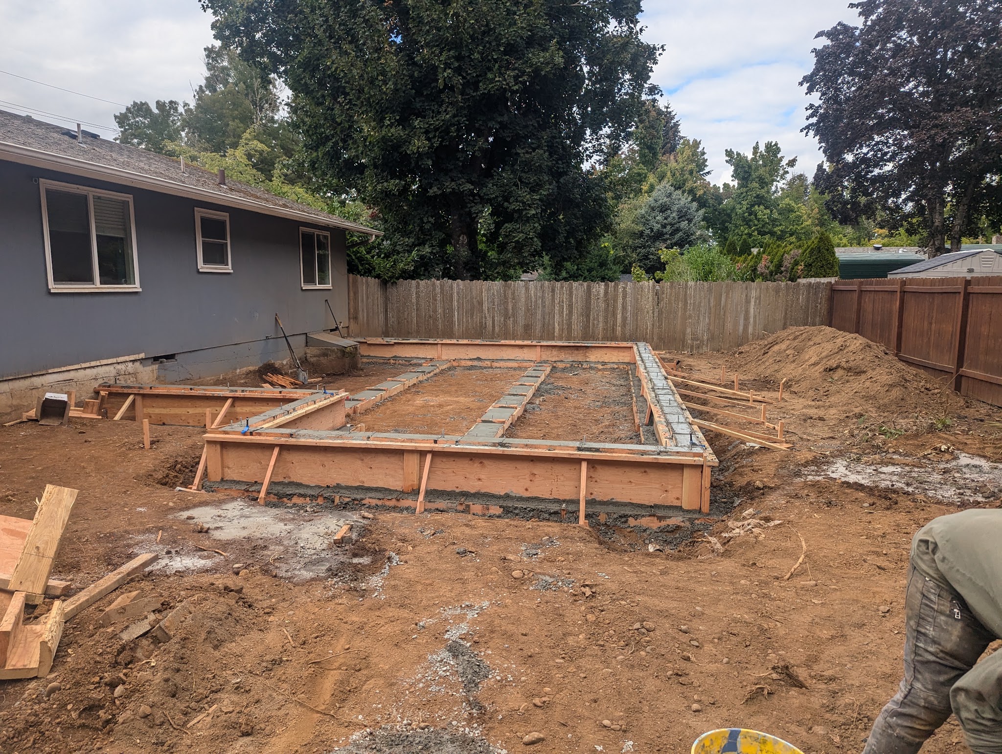 Concrete foundation forms for a home addition by Roth Construction
